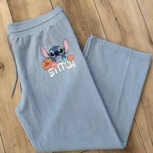 Disney Stitch Women’s 1X Blue Wide Leg Sweatpants Loungewear SO SOFT